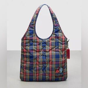 Coachtopia coach loop flat tote with plaid star quilting